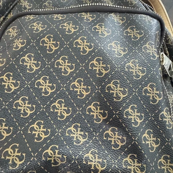 GUESS Monogram Leather Backpack in Brown and Tan - Picture 5 of 16